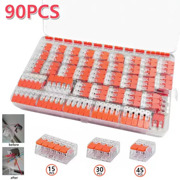 90pcs Cable Connectors Set, Connection Terminals, Conductor Clamps, Electrical Connection Blocks - view 2