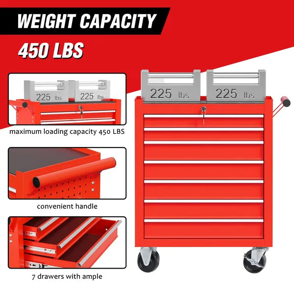 Rolling Tool Chest With 7-Drawer Tool Box With Wheels Multifunctional Tool Cart Mechanic Tool Storage Cabinet - view 5