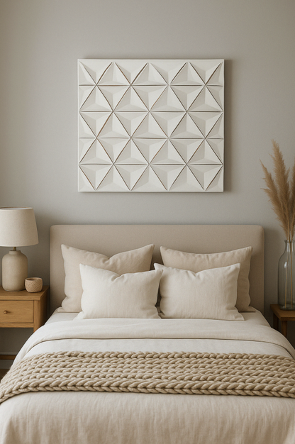 White Square Shape Handcrafted MDF Wall Decor 16inchx16inch Elegant Home Accent