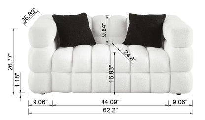 62.2length,35.83inch Deepth,human Body Structure For USA People, Marshmallow Sofa,boucle Sofa,White Color, 2 Seater - view 2