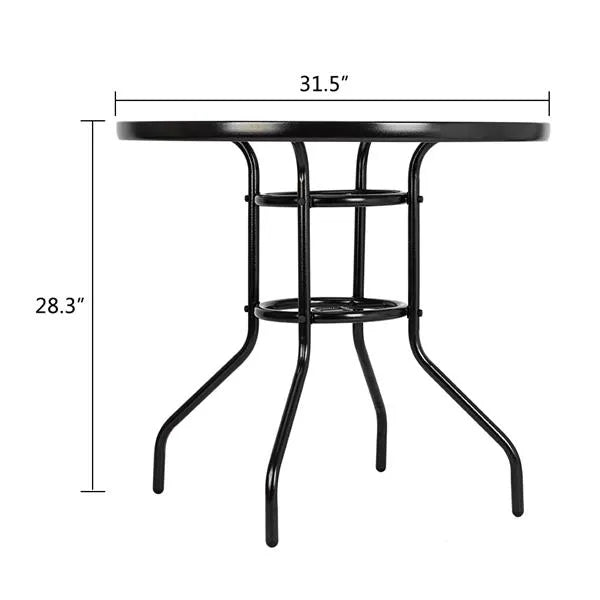 Outdoor Dining Table Round Toughened Glass Table Yard Garden Glass Table() - view 4