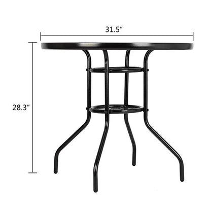Outdoor Dining Table Round Toughened Glass Table Yard Garden Glass Table() - view 4
