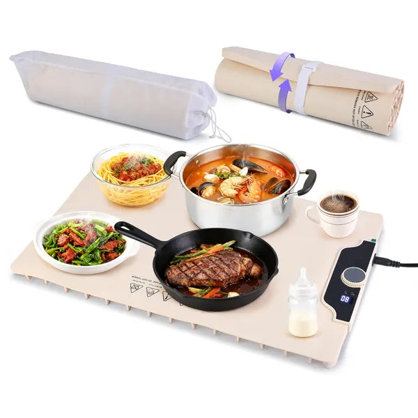 Food Warming Mat 23.6X15.8In 300W Fast Heating Electric Silicone Food Warmer With 14 Temp Levels 10Hrs Timer Settings - view 10