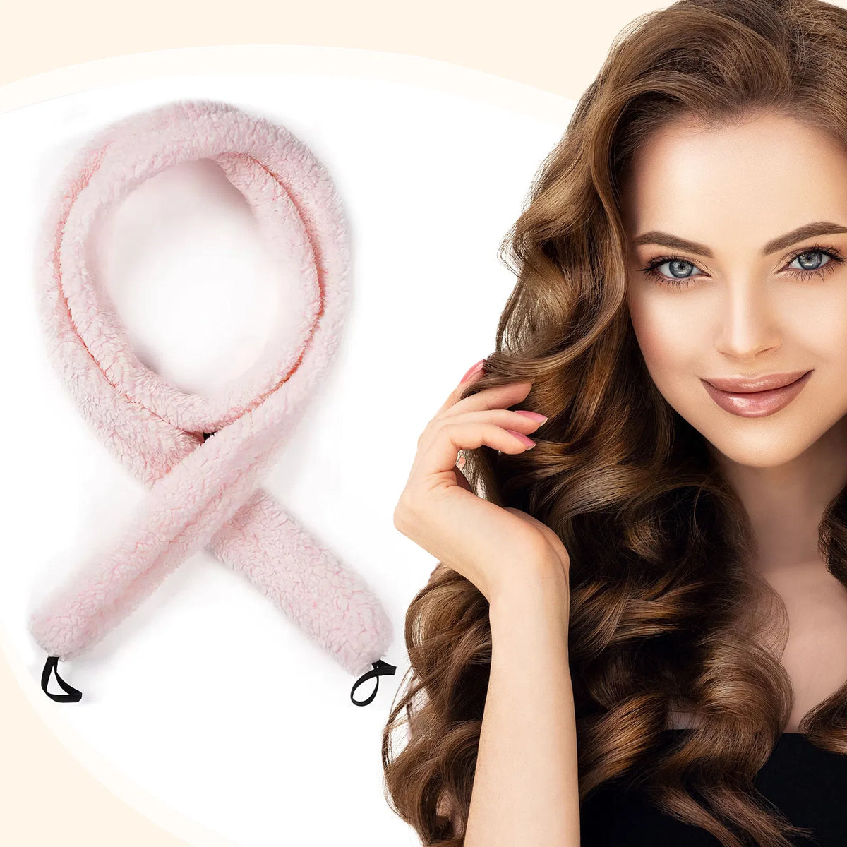 Satin Heatless Hair Curler, Lazy Natural Soft Wave DIY Heatless Curls For Sleep In Overnight, For All Hair Types - Pink - view 5