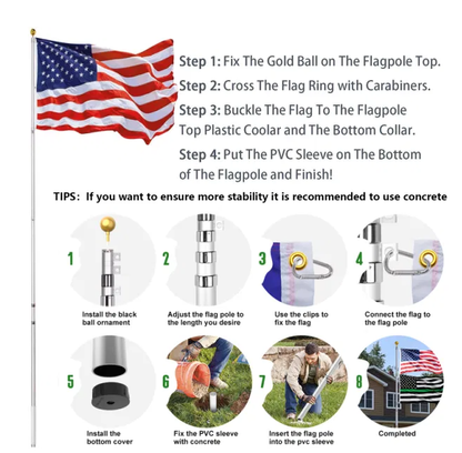 Aluminum Flagpole With US Flag And Ball - view 3