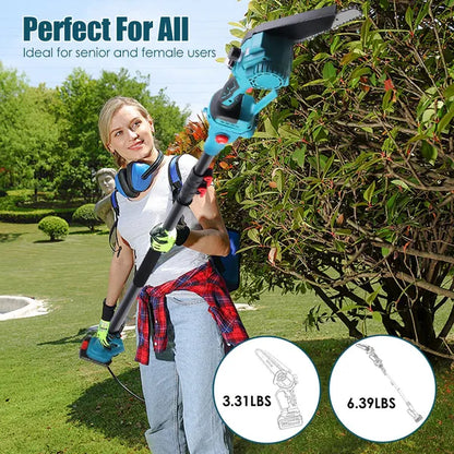 2-IN-1 Cordless Pole Saw And Mini Chainsaw With Extension Pole 21V Battery 6' Electric Brushless Pole Chainsaw - view 10