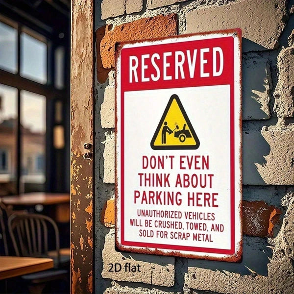 Vintage Rustic Iron Metal Sign 8x12 Inch No Parking Warning Plaque, Waterproof Rustproof 2D Flat Wall Art Decor - view 3