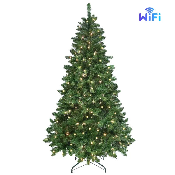 Artificial 9ft Green RGB-lit Christmas Tree With 1721PVC Mixed Branch Tips