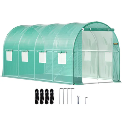 VEVOR Walk-in Tunnel Greenhouse, 14.8 X 6.6 X 6.6 Ft Portable Plant Hot House W Galvanized Steel Hoops, 1 Top Beam - view 6