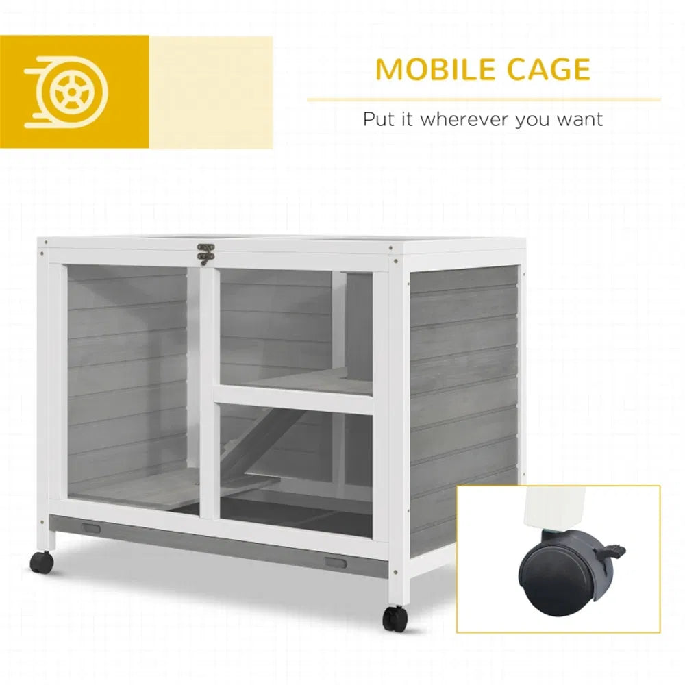 Pet cage / Wood Rabbit Hutch-Gray - view 4