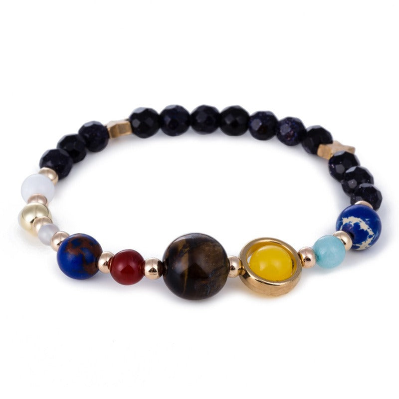 Eight Planets Alloy Bracelet, Natural Stone Bead Bracelet Women Solar System Bracelet Universe Galaxy The Eight Planets - view 7