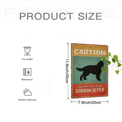 Vintage Gordon Setter Warning Sign, 2D Flat Metal Iron Plaque, Funny Caution Decor, Rustic Garden Gate Bar Wall Art - view 5