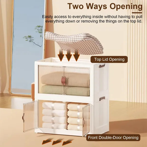 3Pcs Foldable Storage Bins With Lid Front Magnetic Door Collapsible Stackable Closet Organizer Containers With 4Pcs - view 7