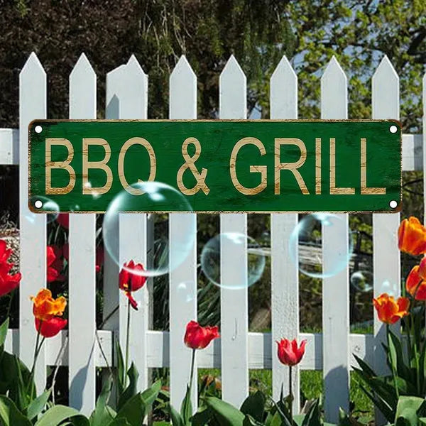 Vintage Aluminum BBQ Sign UV Printed Metal Plaque Waterproof Dustproof For Home Garage Cafe Restaurant Bar Decor - view 3
