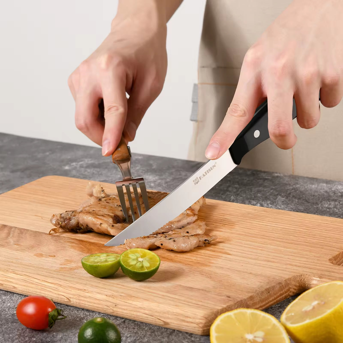 8-Piece 4.5-Inch Steak Knife Set, Carbon Steel Double Bevel, With Eco-Friendly POM Handles And Gift Box - view 3