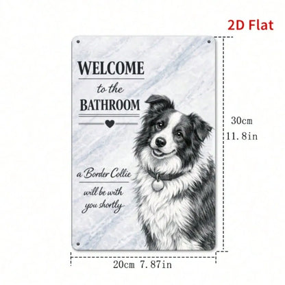2D Flat Sheepdog Welcome Sign Vintage Printed Wall Art Waterproof Rustic Hanging Plaque Decor For Restroom Home Bedroom - view 6