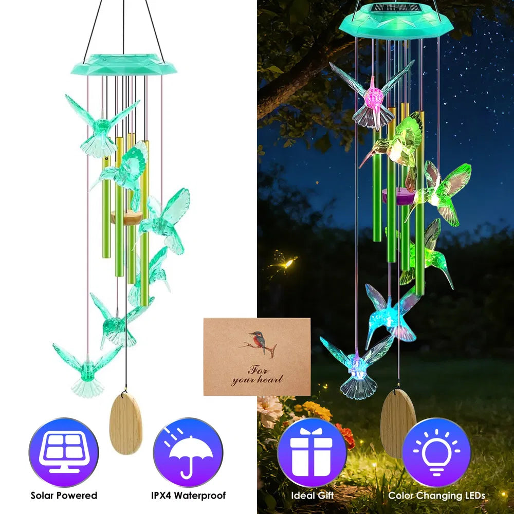 Solar Wind Chime With Aluminum Tubes 7 Color Changing Wind Chime For Outside IP44 Waterproof Outdoor Garden Yard Decor - view 7