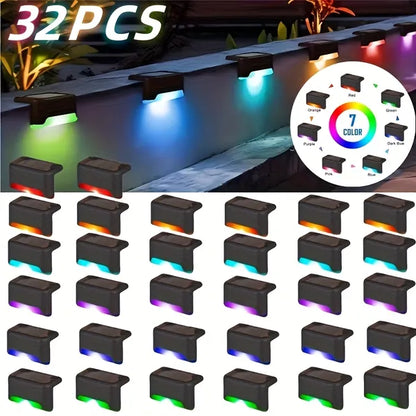 Led Solar Deck Lights 32 Pack Waterproof And Wide Use For Outdoor Stairs Step Fence Railing Yard And Patio Auto On/Off