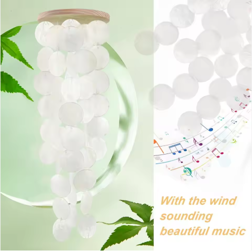Wind Chimes For Outside Handcrafted Turquoise Capiz Shells Windchime Coastal Style Decor For Indoor Outdoors Garden - view 8