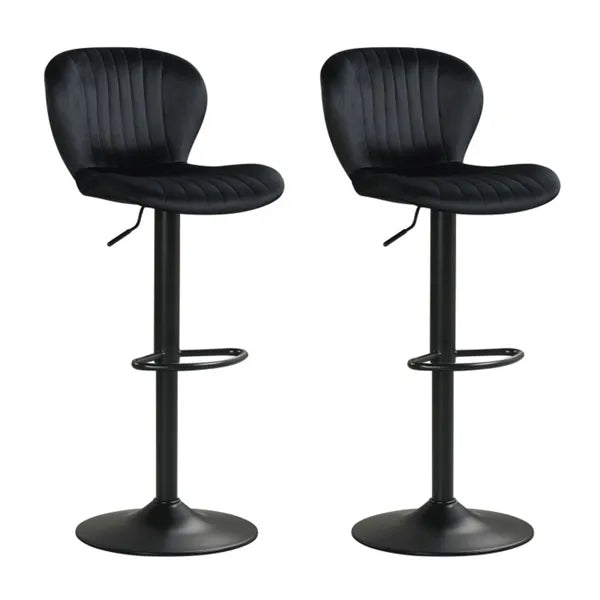 2-Pack Adjustable Height Bar Stools With 360° Swivel, Dutch Velvet Upholstered Bar Chai - Black - view 3