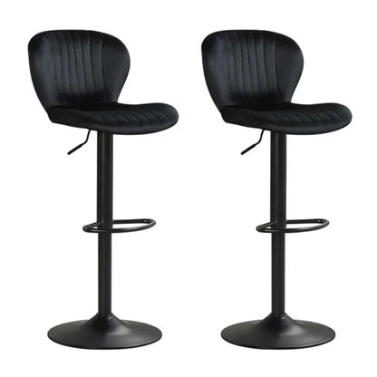 2-Pack Adjustable Height Bar Stools With 360° Swivel, Dutch Velvet Upholstered Bar Chai - Black - view 3