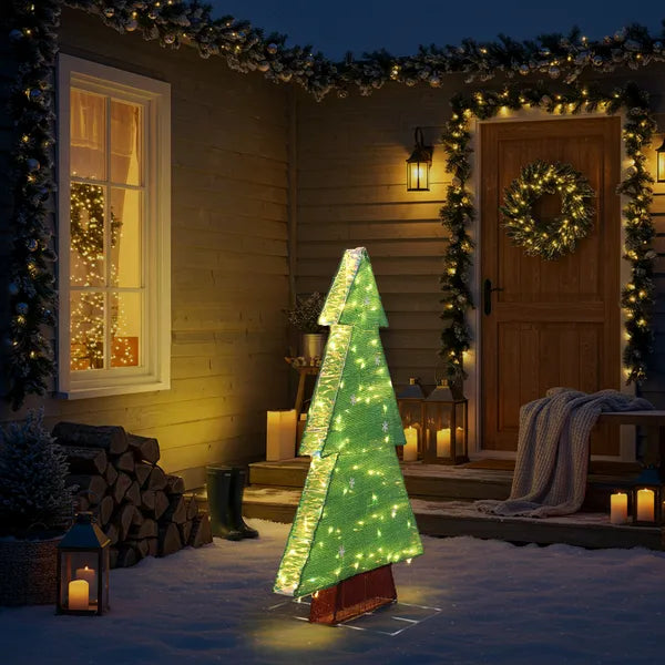4FT Lighted Christmas Tree Yard Decorations, Pre-lit Holiday Decor With 110 Warm White LED Lights For Xmas Outdoor - view 4