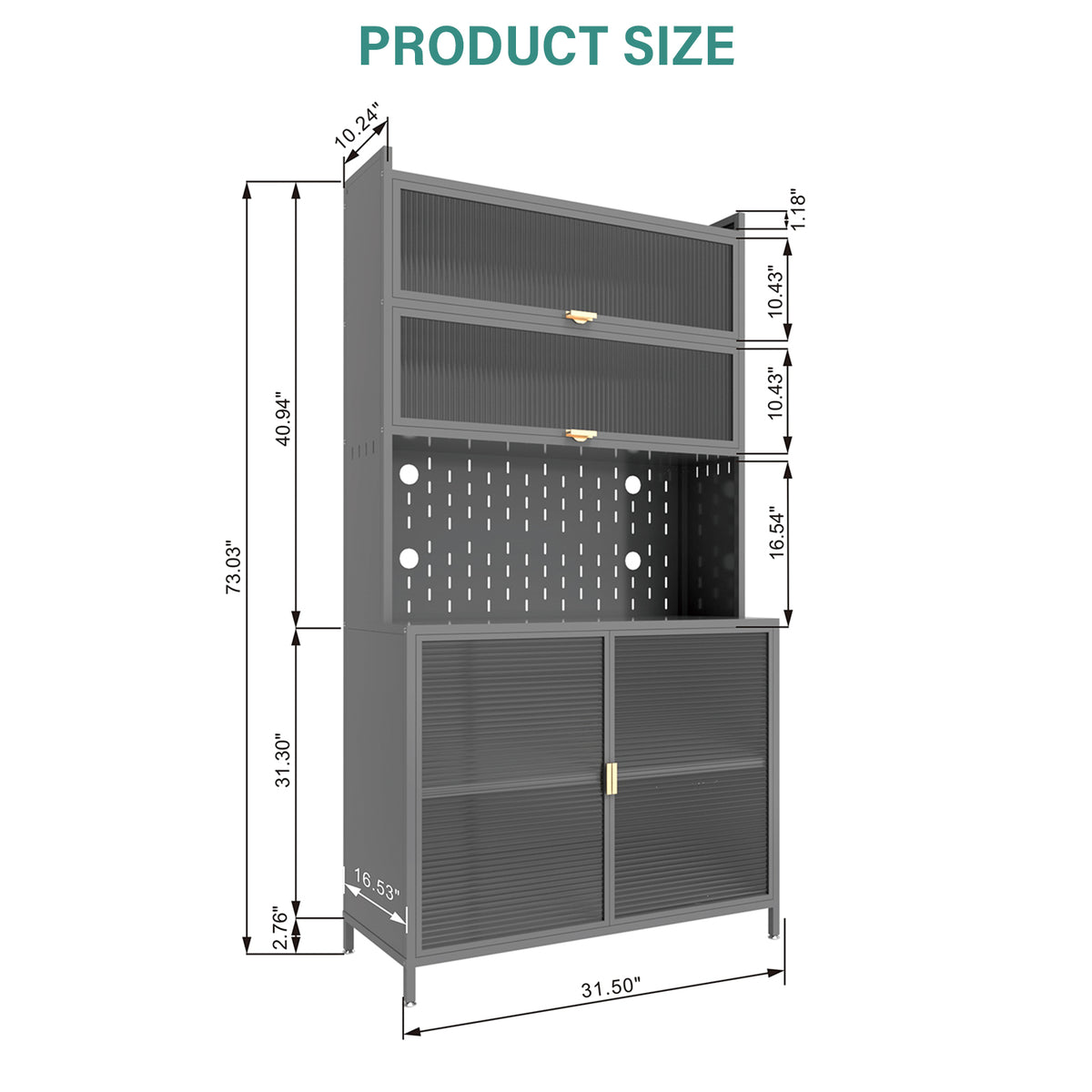 73'' Tall Kitchen Pantry Cabinet, 6 Level Flip Door With Pegboard Spacious - view 6