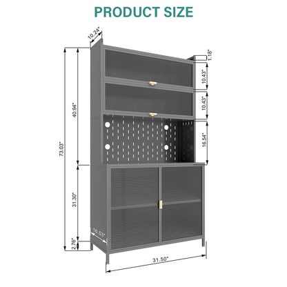 73'' Tall Kitchen Pantry Cabinet, 6 Level Flip Door With Pegboard Spacious - view 6