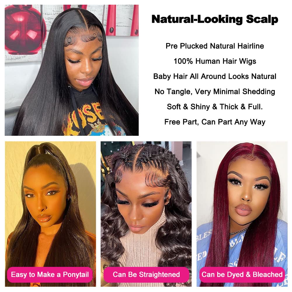 13x4 Straight Human Hair Lace Front Wig, Natural Color, Density - view 3