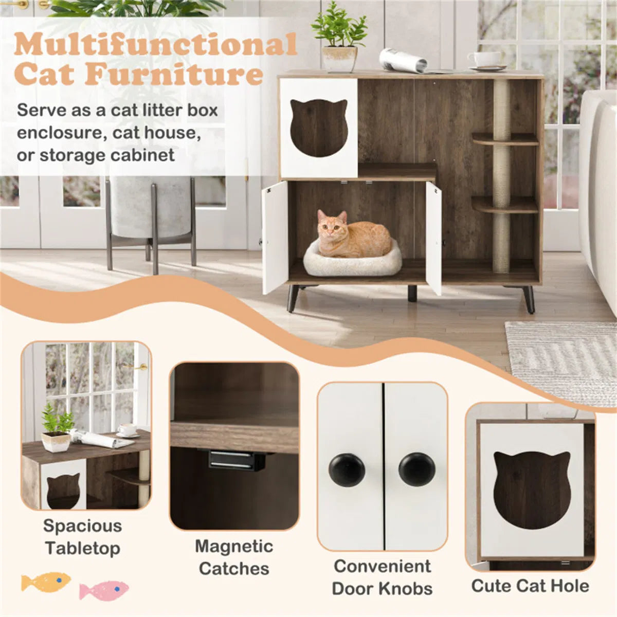 Cat Litter box with Cat scratching post, Cat Apartment, Cat House, locker - view 10