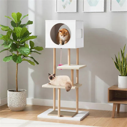 Multi-Level Cat Tree With 2 Scratching Pads, Dual-Door Cat Condo & Anti-Tipping Kit For Indoor Cats - view 4