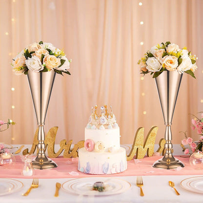 Golden Vase Flower Wedding Centerpieces For Tables 14 In Tall Flower Display Stand Wedding Metal Flower Arrangement - view 5