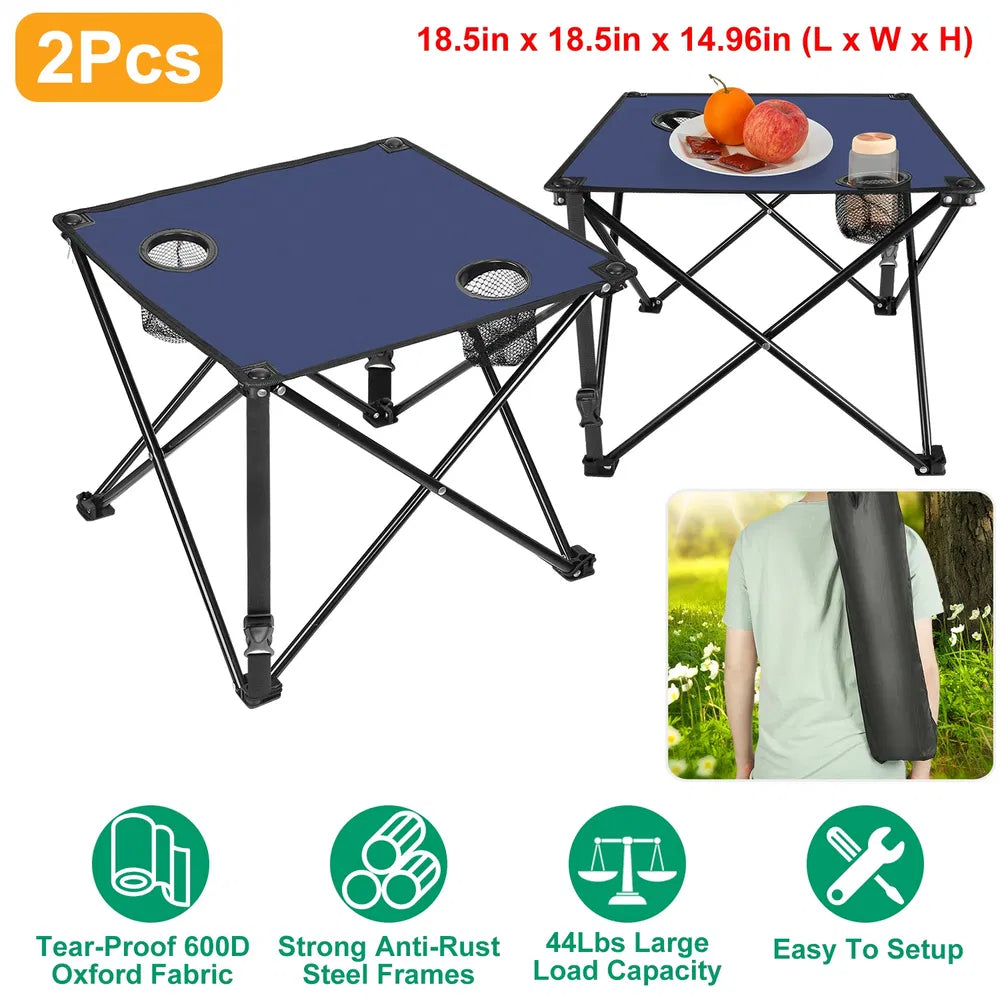 1Pc-2Pcs Options - Foldable Camping Table Portable Picnic Table Lightweight Travel Desk With 2 Cup Holders Carrying Bag - view 8