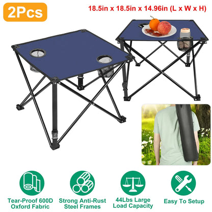 1Pc-2Pcs Options - Foldable Camping Table Portable Picnic Table Lightweight Travel Desk With 2 Cup Holders Carrying Bag - view 8