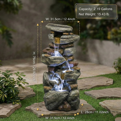 Outdoor Water Fountain Large - Stone Fountains With LED Light For Patio Yard Garden Backyard Decking Outdoor Or - view 5