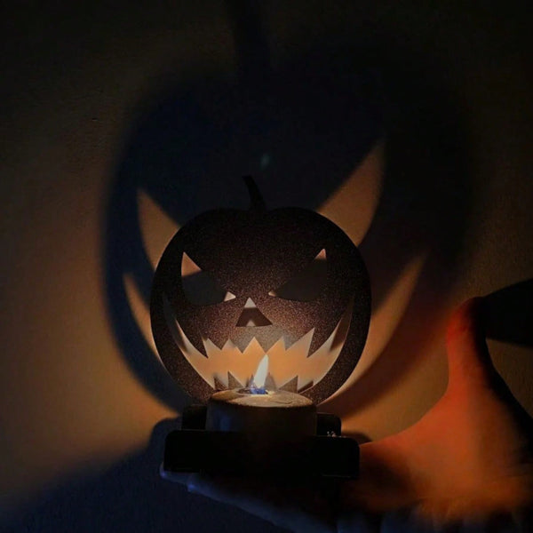 Gothic Halloween Pumpkin Candle Holder, Classic Black Candlestick, Spooky Haunted House Centerpiece Home Decor - view 2