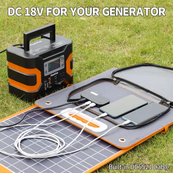 100W 18V Portable Solar Panel; Flashfish Foldable Solar Charger With 5V USB 18V DC Output Type-C Output Compatible - view 4