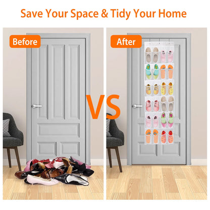 1Pc Over The Door Shoes Rack 24-Pocket Crystal Clear Organizer 6-Layer Hanging Storage Shelf For Shoes Slippers Small - view 10