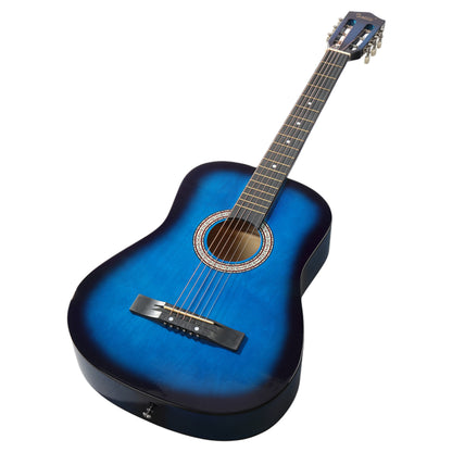 Blue 38-inch Round Acoustic Guitar With Picks, Strings, Capo, Case, Tuner, And Strap - view 5