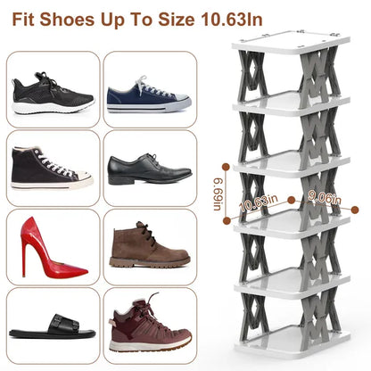 6 Tier Foldable Shoe Rack Vertical Shoe Organizer Narrow Shoe Rack For Small Spaces Space Saving Free Standing - view 5