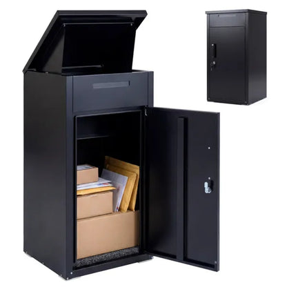 2-in-1 Lockable Mailbox & Package Delivery Box, Galvanized Steel For Outdoor Use (Black)