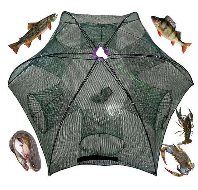 Fishing Bait Trap Crab Net Crawdad Shrimp Cast Dip Cage Fish Minnow Foldable NEW - view 2