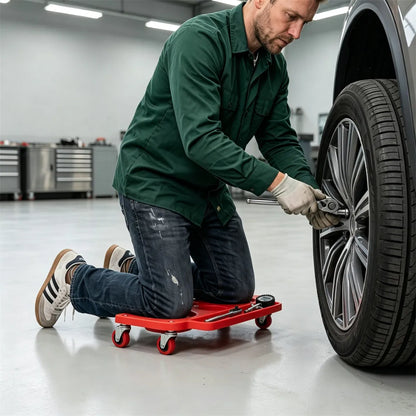 Red Rolling Knee Creeper with EVA Foam Cushioned Pads, 300 LBS Capacity Garage Knee Dolly with Magnetic & Long Tool - view 3