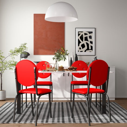 4-piece Bar Stools Faux Leather Dining Chairs With Waterproof Surface And Metal Legs - view 4