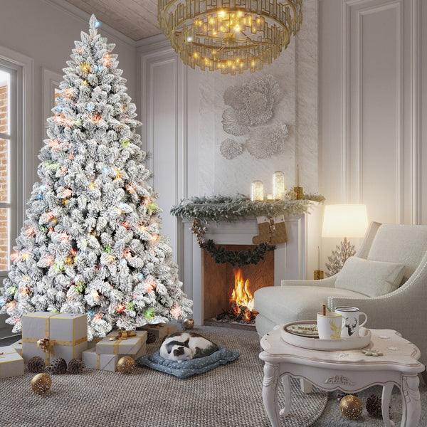 Artificial 6ft Flocked Christmas Tree With 888 PVC Branch Tips, Pine Conex35pcs, 350L Colorful Led - view 4