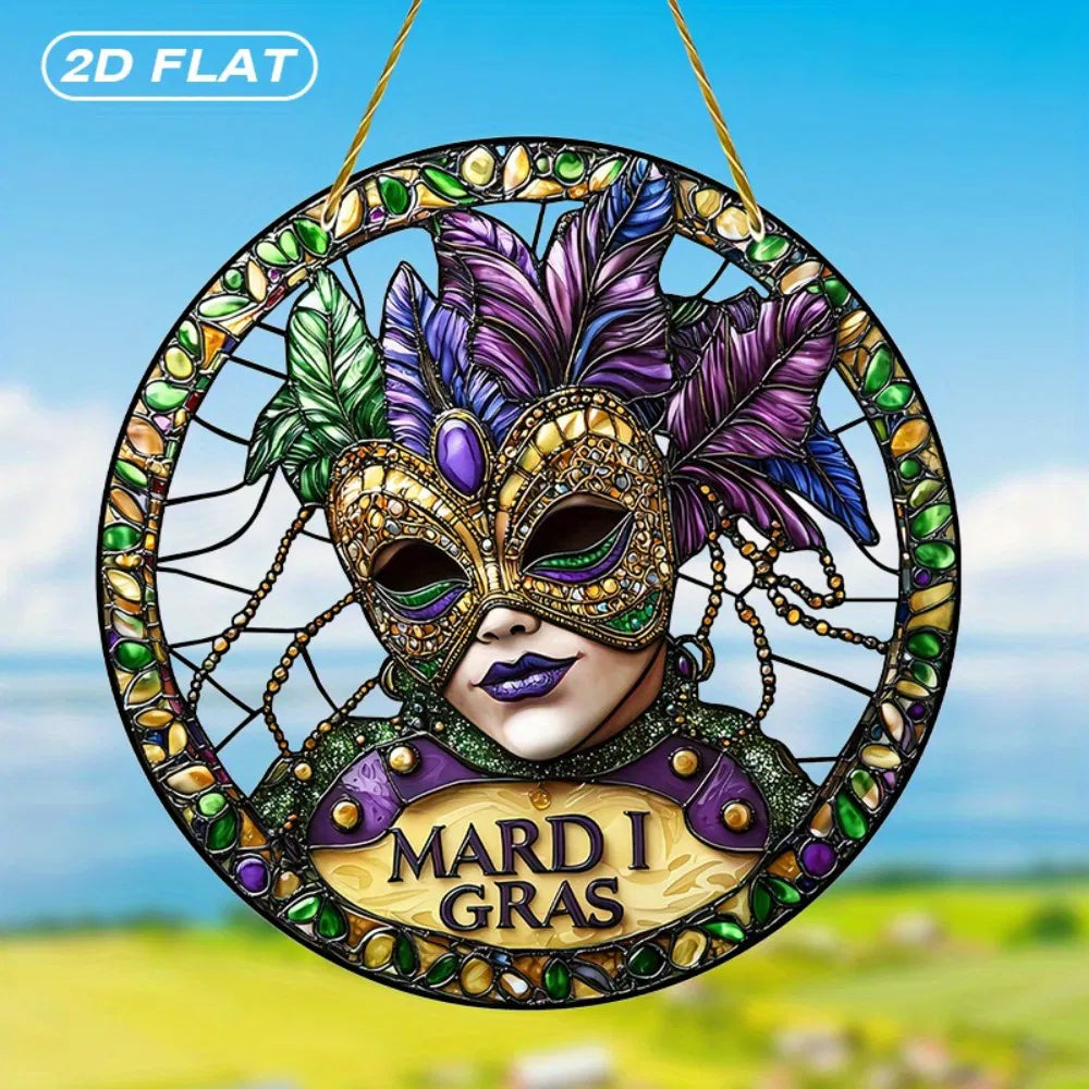 Colorful Suncatcher Hanging Decor Acrylic Mask Glass Effect Room Garden Porch Party Scene Decoration Gift - view 7