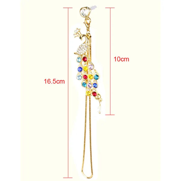 Colorful Crystal Diamond Peacock Dust Cap Pendant For Cell Phone 3.5mm Jack - view 3