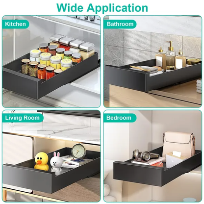 Pull Out Cabinet Organizer Carbon Steel Slide Out Drawer Storage Smooth Quiet Slide Rails For Kitchen Bathroom Living - view 3