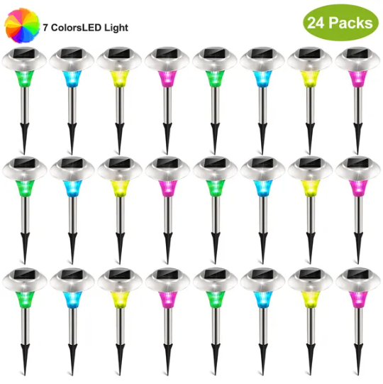 24Packs Solar Garden Lights Outdoor IP44 Waterproof Solar Pathway Lights Color Changing Landscape Lamps - view 2