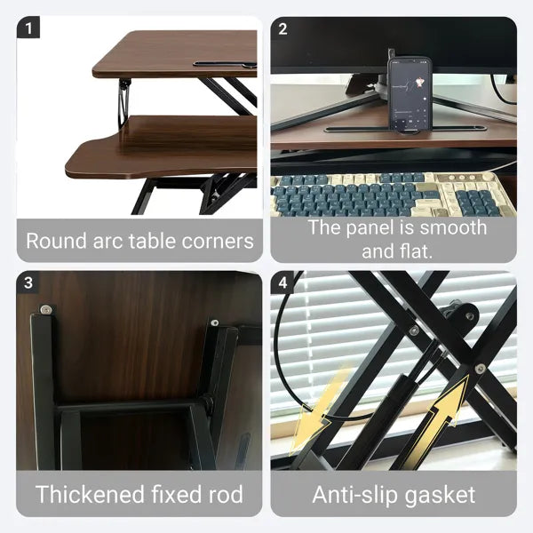 32 Inch Desk Converter, Height Adjustable Sit To Stand Riser, Dual Monitor And Laptop Workstation With Wide Keyboard - view 2